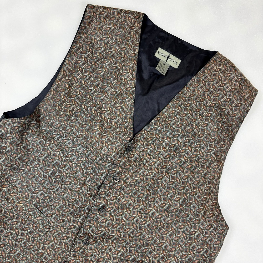 Robert Stock Silk Vest Mens Medium M Silk Trail Paisley Multicolor - Picture 3 of 11